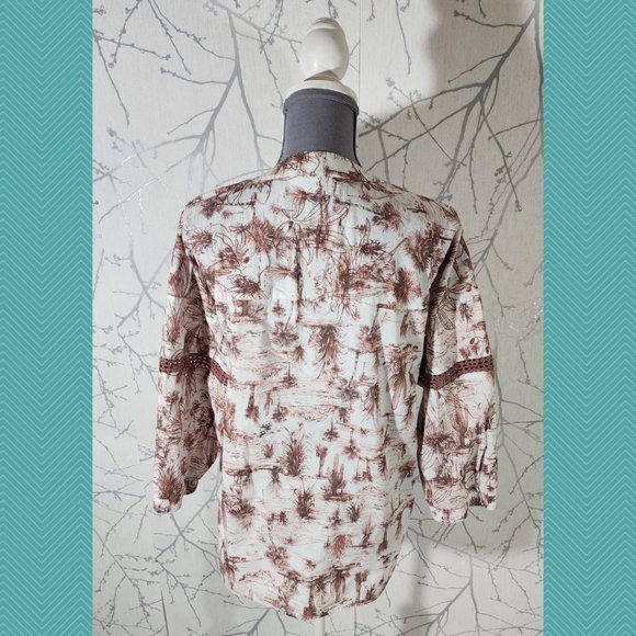 Addition Elle Desert Printed Embroidered Boho Peasant Blouse - Picture 4 of 6